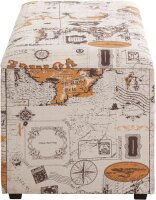 HAKU Möbel Sitztruhe 25975 Motiv Weltkarte Holz 65,0 cm