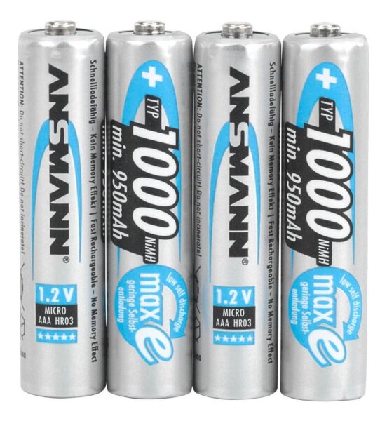 ANSMANN Akkus maxE Ni-MH Micro AAA min. 950 mAh, 4 St.