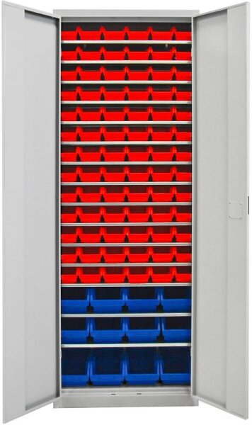 ADB Stahlschrank 40833 lichtgrau 15 Fachböden 71,0 x 30,0 x 195,0 cm, aufgebaut, 1 St.