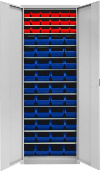 ADB Stahlschrank 40829 lichtgrau 12 Fachböden 71,0 x 30,0 x 195,0 cm, aufgebaut, 1 St.