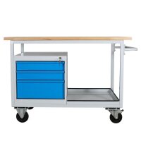 ADB Werkbank Eko lichtgrau, lichtblau 3 Schubladen 130,0...