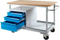 ADB Werkbank Eko lichtgrau, lichtblau 3 Schubladen 130,0 x 60,0 x 85,0 cm