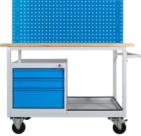 ADB Werkbank Eko lichtgrau, lichtblau 3 Schubladen 130,0 x 60,0 x 85,0 cm