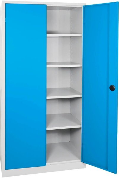 ADB Stahlschrank 40751 lichtgrau, lichtblau 4 Fachböden 92,0 x 50,0 x 195,0 cm, aufgebaut, 1 St.
