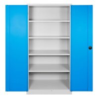 ADB Stahlschrank 40751 lichtgrau, lichtblau 4 Fachböden 92,0 x 50,0 x 195,0 cm, aufgebaut, 1 St.