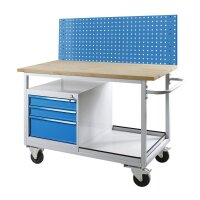 ADB Werkbank Eko lichtgrau, lichtblau 3 Schubladen 130,0 x 60,0 x 85,0 cm