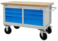 ADB Werkbank lichtgrau, lichtblau 6 Schubladen 130,0 x...