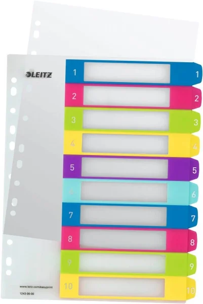 LEITZ Ordnerregister WOW DIN A4 Vollformat,...