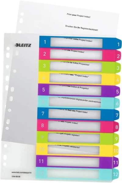 LEITZ Ordnerregister WOW DIN A4 Vollformat,...