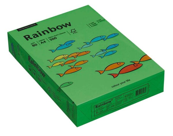 Rainbow Kopierpapier COLOURED PAPER intensivgrün DIN A4 80 g/qm 500 Blatt