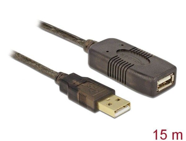 DeLOCK USB 2.0 A Kabel Verlängerung 15,0 m schwarz, 1 St.