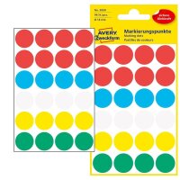 AVERY Zweckform Klebepunkte 3089 farbsortiert Ø...