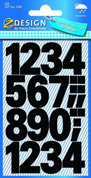 AVERY Zweckform Klebenummern 3785 Zahlen, schwarz 25,0 mm, 48 Etiketten