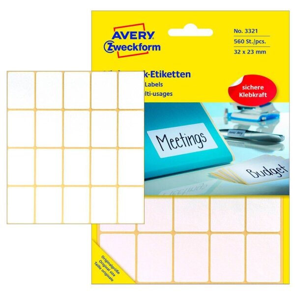 AVERY Zweckform Etiketten 3321 weiß 32,0 x 23,0 mm, 560 Etiketten