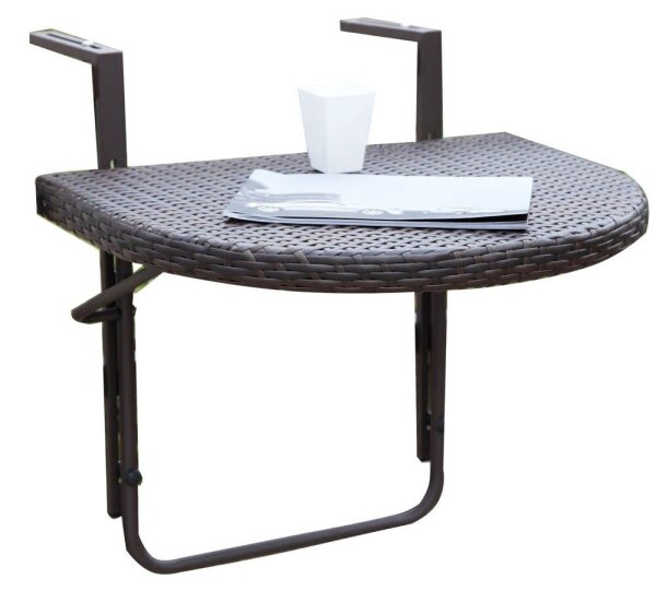 Garden Pleasure AGRA Balkonhängetisch halbrund Kunststoff coffee 60,0 x 50,0 x 43,0 cm, 1 St.
