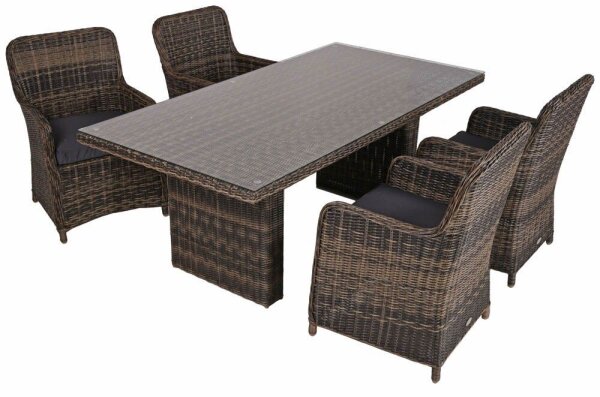 Garden Pleasure Sitzgruppe BORDEAUX dunkelgrau, schwarz Kunststoff, Metall, 9-teilig