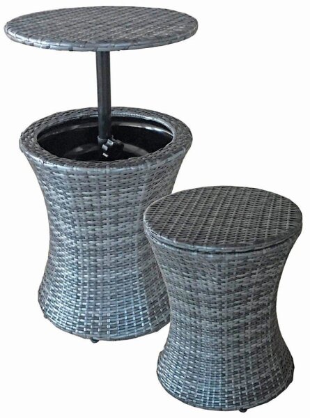 Garden Pleasure Gartentisch MUMBAI dunkelgrau rund 45,0 x 45,0 x 55,0 - 85,0 cm