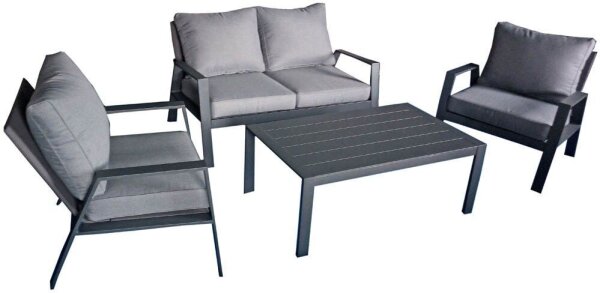 Garden Pleasure Sitzgruppe VICTORIA dunkelgrau, anthrazit Kunststoff, Metall, 12-teilig