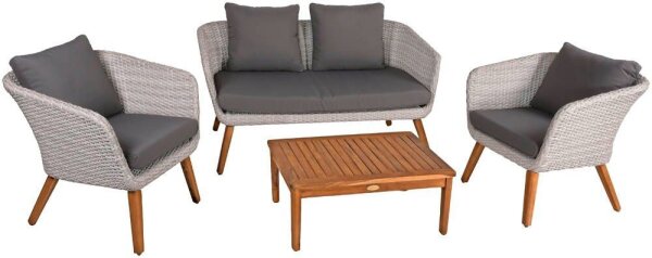 Garden Pleasure Sitzgruppe ARONA dunkelgrau, braun Kunststoff, Metall, 12-teilig