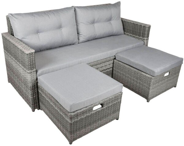 Garden Pleasure Loungesofa MALTA grau Kunststoff, Metall, 8-teilig