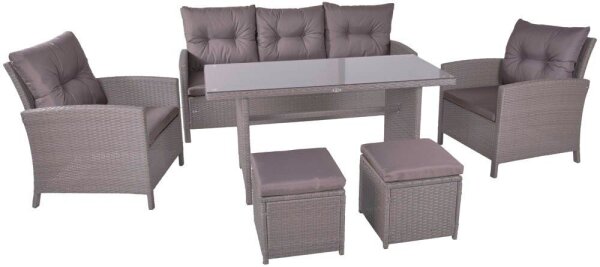 Garden Pleasure Sitzgruppe SEVILLA dunkelgrau Kunststoff, Metall, 6-teilig