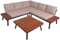 Garden Pleasure Loungegruppe THERESA beige, schwarz Holz,...