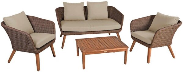 Garden Pleasure Sitzgruppe ARONA sand, braun Kunststoff, Metall, 12-teilig