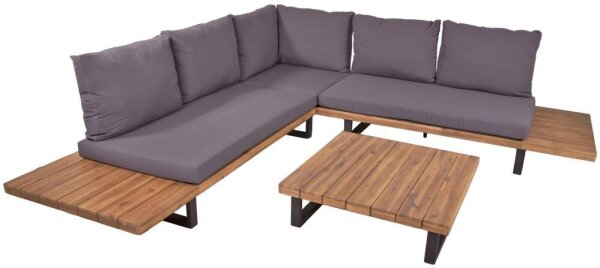 Garden Pleasure Loungegruppe ACAPULCO anthrazit, schwarz Holz, Metall, 13-teilig