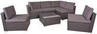 Garden Pleasure Loungegruppe SANSIBAR grau, silber Kunststoff, Metall, 18-teilig