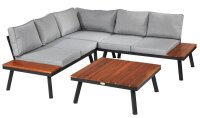 Garden Pleasure Loungegruppe THERESA grau, schwarz Holz,...