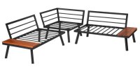 Garden Pleasure Loungegruppe THERESA grau, schwarz Holz, Metall, 15-teilig