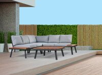 Garden Pleasure Loungegruppe THERESA grau, schwarz Holz, Metall, 15-teilig