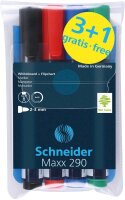 Schneider Maxx 290 Whiteboard- und Flipchart-Marker farbsortiert 2,0 - 3,0 mm, 4 St.