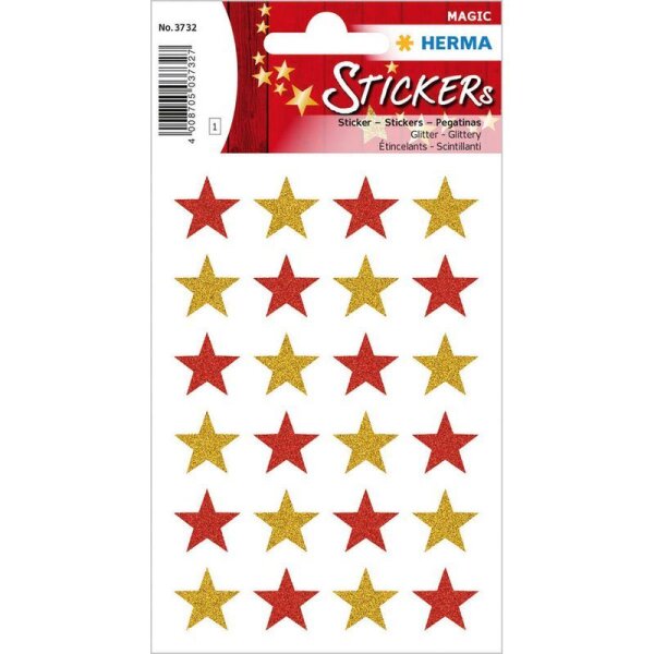 HERMA Aufkleber 3732 Sterne, rot/gold, 10x 24 Etiketten  ( 3732 )