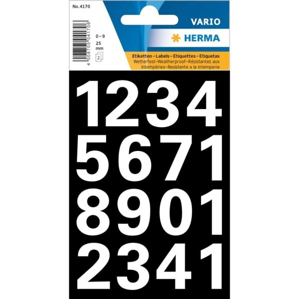 HERMA Klebenummern 4170 Zahlen, weiß, 10x 32 Etiketten