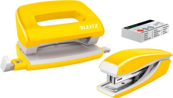 LEITZ Locher und Heftgeräte Set NeXXt WOW gelb