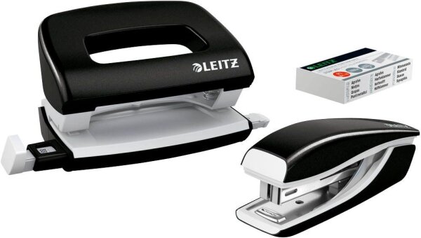 LEITZ Locher und Heftgeräte Set NeXXt WOW schwarz