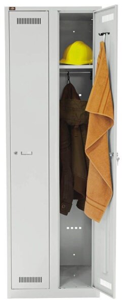 BISLEY LIGHT Spind lichtgrau GL06D1645, 2 Schließfächer 60,0 x 50,0 x 185,0 cm
