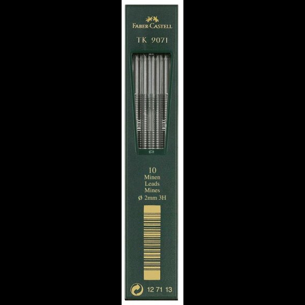 FABER-CASTELL TK 9071 Fallminen-Bleistiftminen schwarz 3H 2,0 mm, 10 St.