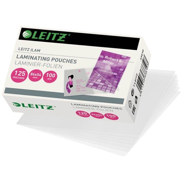 LEITZ Laminierfolien glänzend für Kreditkartenformat 125 micron, 100 St.
