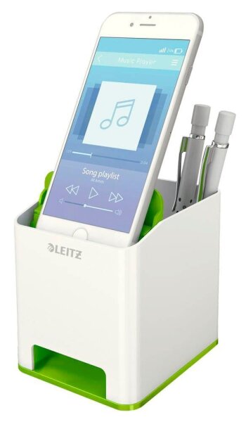 LEITZ Stiftehalter WOW Duo Colour perlweiß/grün Polystyrol 2 Fächer 9,0 x 10,1 x 10,0 cm