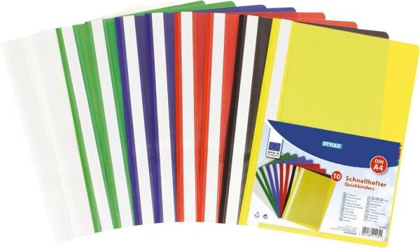 STYLEX TOPPOINT Schnellhefter STYLEX 41162 Kunststoff farbsortiert DIN A4, 10 St.