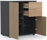 VCM my home Kommode Dalosa, 918339 anthrazit, eiche 70,2 x 39,0 x 76,5 cm, 1 St.