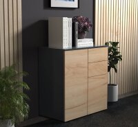 VCM my home Kommode Dalosa, 918339 anthrazit, eiche 70,2 x 39,0 x 76,5 cm, 1 St.