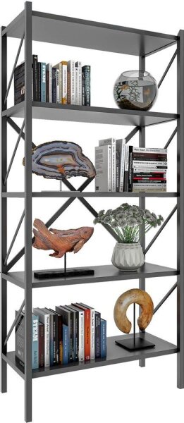 VCM my home Bücherregal Insasi anthrazit 66,0 x 34,0 x 160,0 cm, 1 St.