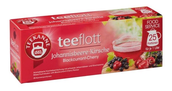 TEEKANNE teeflott Johannisbeere-Kirsche Tee 25 Portionen