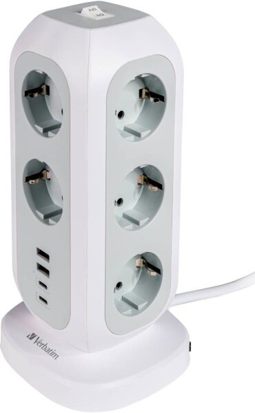verbatim EUPT-01 11-fach Steckdosenturm 2,0 m weiß mit USB-Buchse