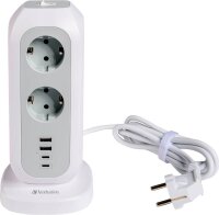 verbatim EUPT-01 11-fach Steckdosenturm 2,0 m weiß mit USB-Buchse