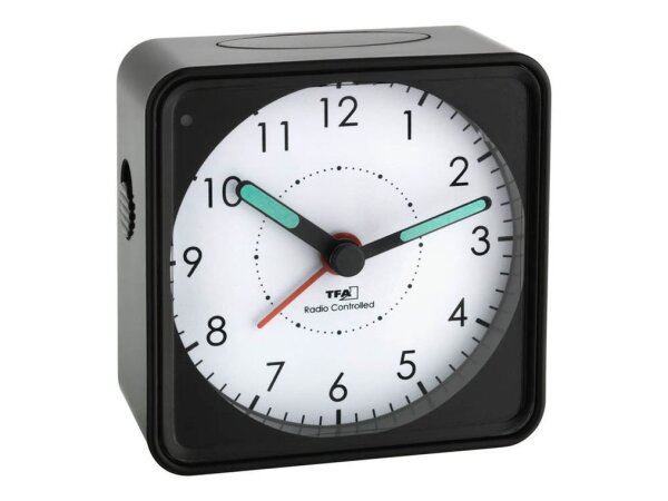 TFA® Funkwecker Picco weiß schwarz Kunststoff 7,5 x 7,5 cm