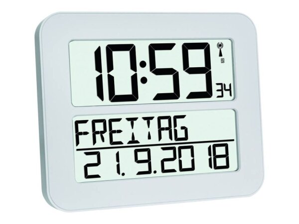 TFA® digitale Funkwanduhr 60.4512.02 weiß Kunststoff 25,8 x 21,2 cm